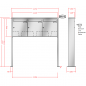 Preview: RENZ TETRO Edelstahl V4A-Ausführung, Anlage ohne Installationskasten, Kasten 370x440x145, 3-teilig, mit 2 Fußplatten, 10-0-19235