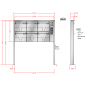 Preview: RENZ TETRO Edelstahl V4A-Ausführung, Anlage mit Installationskasten, Kasten 370x330x100, 6-teilig, mit 2 Fußplatten, 10-0-19245