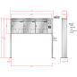 Preview: RENZ TETRO Edelstahl V4A-Ausführung, Anlage mit Installationskasten, Kasten 370x440x145, 3-teilig, mit 2 Fußplatten, 10-0-19256