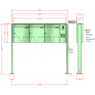 Preview: RENZ Quadra 3-seitig, Anlage mit Installationskasten, Kasten 370x440x145, 3-teilig, mit 2 Fußplatten, 10-0-19281