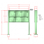 Preview: RENZ Quadra 4-seitig, Anlage ohne Installationskasten, Kasten 370x330x145, 6-teilig, mit 2 Fußplatten, 10-0-19314