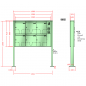 Preview: RENZ Quadra 4-seitig, Anlage mit Installationskasten, Kasten 370x440x145, 6-teilig, mit 2 Fußplatten, 10-0-19334
