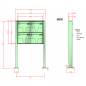 Preview: RENZ Quadra 4-seitig, Anlage ohne Installationskasten, Kasten 370x330x100, 4-teilig, mit 2 Fußplatten, 10-0-29663