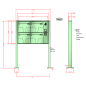 Preview: RENZ Quadra 4-seitig, Anlage mit Installationskasten, Kasten 370x330x100, 4-teilig, mit 2 Fußplatten, 10-0-29682