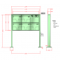 Preview: RENZ Quadra 4-seitig, Anlage mit Installationskasten, Kasten 370x330x100, 5-teilig , mit 2 Fußplatten, 10-0-29683
