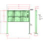 Preview: RENZ Quadra 4-seitig, Anlage mit Installationskasten, Kasten 370x330x100, 6-teilig, mit 2 Fußplatten, 10-0-29684