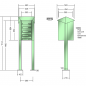 Preview: RENZ PRISMA Stahl-Ausführung, Anlage ohne Installationskasten, Kasten 300x110x385, 5-teilig, mit 2 Fußplatten, 13-0-29804