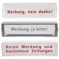 Preview: RENZ Namensschild NS09 inkl. faltbarer 4-seitiger Einlage,  "Werbung, ja / nein / ... " 97-9-82260 - Frontansicht, alle Varianten
