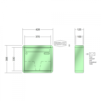 RENZ RS 2000, Anlage ohne Installationskasten, Kasten 370x330x100, 1-teilig, 10-0-25107