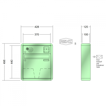 RENZ RS 2000, Anlage mit Installationskasten, Kasten 370x330x100, 1-teilig, Installationskasten waagerecht, 10-0-25117