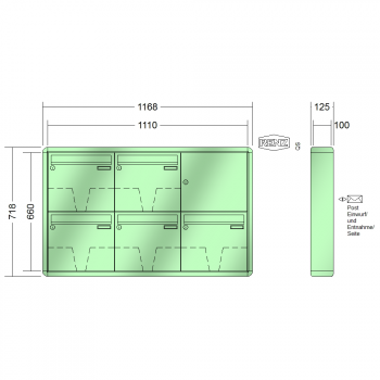 RENZ RS 2000, Anlage ohne Installationskasten, Kasten 370x330x100, 5-teilig, 10-0-25125