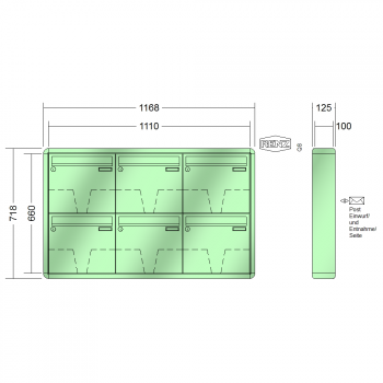 RENZ RS 2000, Anlage ohne Installationskasten, Kasten 370x330x100, 6-teilig, 10-0-25129