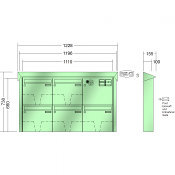 RENZ PRISMA Stahl-Ausführung, Anlage mit Installationskasten, Kasten 370x330x100, 5-teilig , 10-0-25222