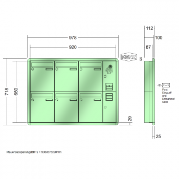 RENZ RS 3000, Anlage mit Installationskasten, Kasten 260x330x100, 6-teilig, 10-0-25247