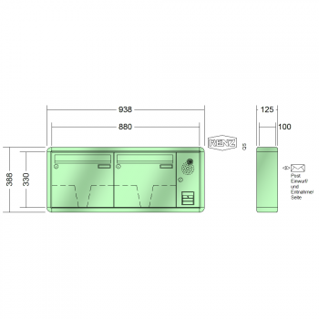 RENZ RS 2000, Anlage mit Installationskasten, Kasten 370x330x100, 2-teilig, 10-0-25264