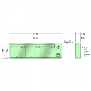 RENZ RS 2000, Anlage mit Installationskasten, Kasten 370x330x100, 3-teilig, 10-0-25266