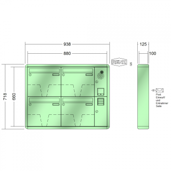 RENZ RS 2000, Anlage mit Installationskasten, Kasten 370x330x100, 4-teilig, 10-0-25268