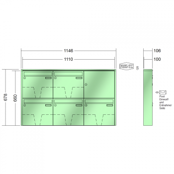 RENZ QUADRA, Anlage ohne Installationskasten, Kasten 370x330x100, 5-teilig, 10-0-25816