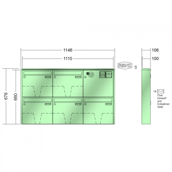 RENZ QUADRA, Anlage mit Installationskasten, Kasten 370x330x100, 5-teilig, 10-0-25829