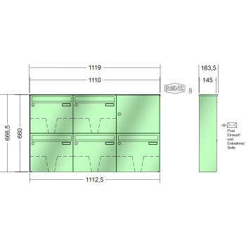 RENZ BASIC (B), Anlage ohne Installationskasten, Kasten 370x330x145, 5-teilig, 10-0-35004