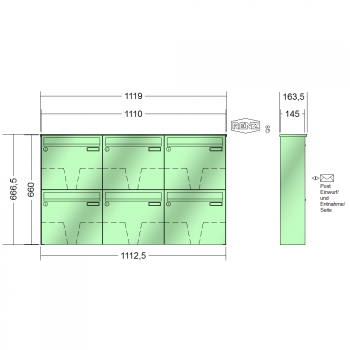 RENZ BASIC (B), Anlage ohne Installationskasten, Kasten 370x330x145, 6-teilig, 10-0-35005