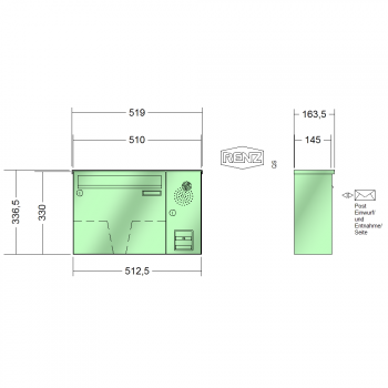 RENZ BASIC (B), Anlage mit Installationskasten, Kasten 370x330x145, 1-teilig, Installationskasten senkrecht, 10-0-35012