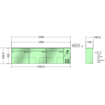 RENZ BASIC (B), Anlage mit Installationskasten, Kasten 370x330x145, 3-teilig, 10-0-35014