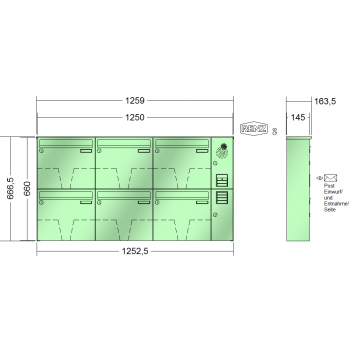 RENZ BASIC (B), Anlage mit Installationskasten, Kasten 370x330x145, 6-teilig, 10-0-35017