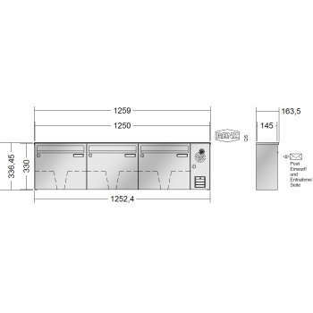 RENZ BASIC (B) Edelstahl, Anlage mit Installationskasten, Kasten 370x330x145, 3-teilig, 10-0-35020