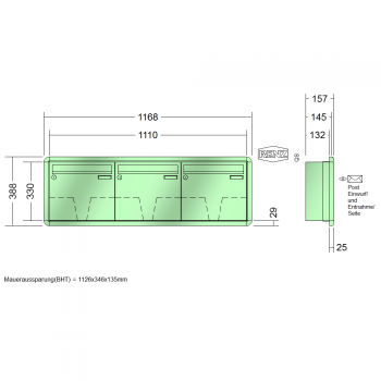 RENZ RS 3000, Anlage ohne Installationskasten, Kasten 370x330x145, 3-teilig, 10-0-35114