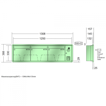 RENZ RS 3000, Anlage mit Installationskasten, Kasten 370x330x145, 3-teilig, 10-0-35147