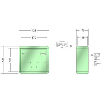 RENZ RS 2000, Anlage ohne Installationskasten, Kasten 370x330x145, 1-teilig, 10-0-35918