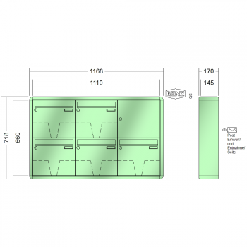 RENZ RS 2000, Anlage ohne Installationskasten, Kasten 370x330x145, 5-teilig, 10-0-35922