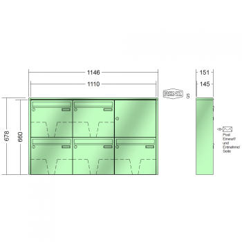 RENZ QUADRA, Anlage ohne Installationskasten, Kasten 370x330x145, 5-teilig, 10-0-35928