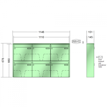 RENZ QUADRA, Anlage ohne Installationskasten, Kasten 370x330x145, 6-teilig, 10-0-35929