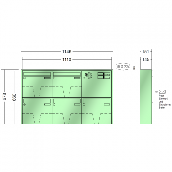 RENZ QUADRA, Anlage mit Installationskasten, Kasten 370x330x145, 5-teilig, 10-0-35942