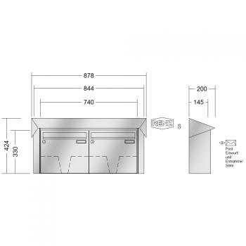 RENZ PRISMA Edelstahl V4A-Ausführung, Anlage ohne Installationskasten, Kasten 370x330x145, 2-teilig, 10-0-35951