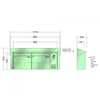 RENZ PRISMA Stahl-Ausführung, Anlage mit Installationskasten, Kasten 370x330x145, 2-teilig , 10-0-35958