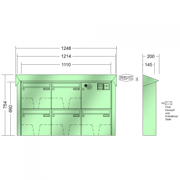 RENZ PRISMA Stahl-Ausführung, Anlage mit Installationskasten, Kasten 370x330x145, 5-teilig, 10-0-35961