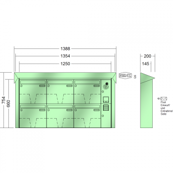 RENZ PRISMA Stahl-Ausführung, Anlage mit Installationskasten, Kasten 370x330x145, 6-teilig, 10-0-35962