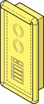 RENZ Klingelanlage-Unterputz, ALU-Frontplatte mit RS1001-Abschlussrahmenprofil, 204x394x25, mit 1-4 Klingeln, 16-0-16250, 16-0-16251, 16-0-16252, 16-0-16253