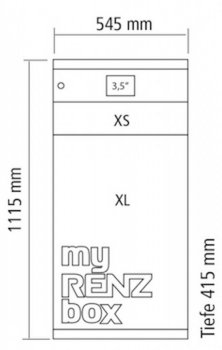 RENZ eQUBO, Paketkasten mit 2 Paketfächern, XS (29 ltr.) und XL (173 ltr.), Stahl, 23-0-10025