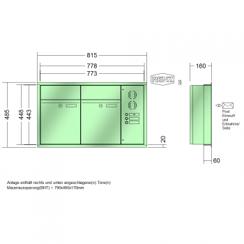 RENZ PLAN, Anlage mit Installationskasten, Kasten 300x440x160, 2-teilig, 60-0-60013