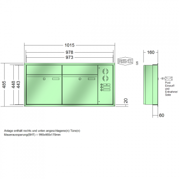 RENZ PLAN, Anlage mit Installationskasten, Kasten 400x440x160, 2-teilig, 60-0-60016