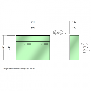 RENZ PLAN, Anlage ohne Installationskasten, Kasten 300x440x160, 2-teilig, 60-0-60025