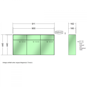 RENZ PLAN, Anlage ohne Installationskasten, Kasten 300x440x160, 3-teilig, 60-0-60026