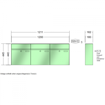 RENZ PLAN, Anlage ohne Installationskasten, Kasten 400x440x160, 3-teilig, 60-0-60029