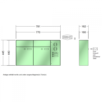 RENZ PLAN, Anlage mit Installationskasten, Kasten 300x440x160, 2-teilig, 60-0-60037