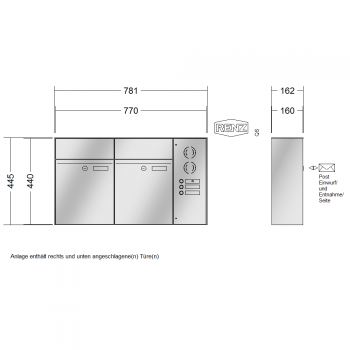 RENZ PLAN Edelstahl, Anlage mit Installationskasten, Kasten 300x440x160, 2-teilig, 60-0-60043