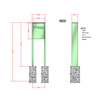 RENZ PLAN, Anlage ohne Installationskasten, Kasten 300x440x160, 1-teilig, zum Einbetonieren, 60-0-60048